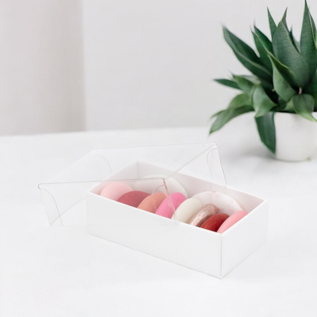 Rechthoekig doosje met transparant deksel (klein) – €1,19/st – set van 50 (Lessebo Natur)