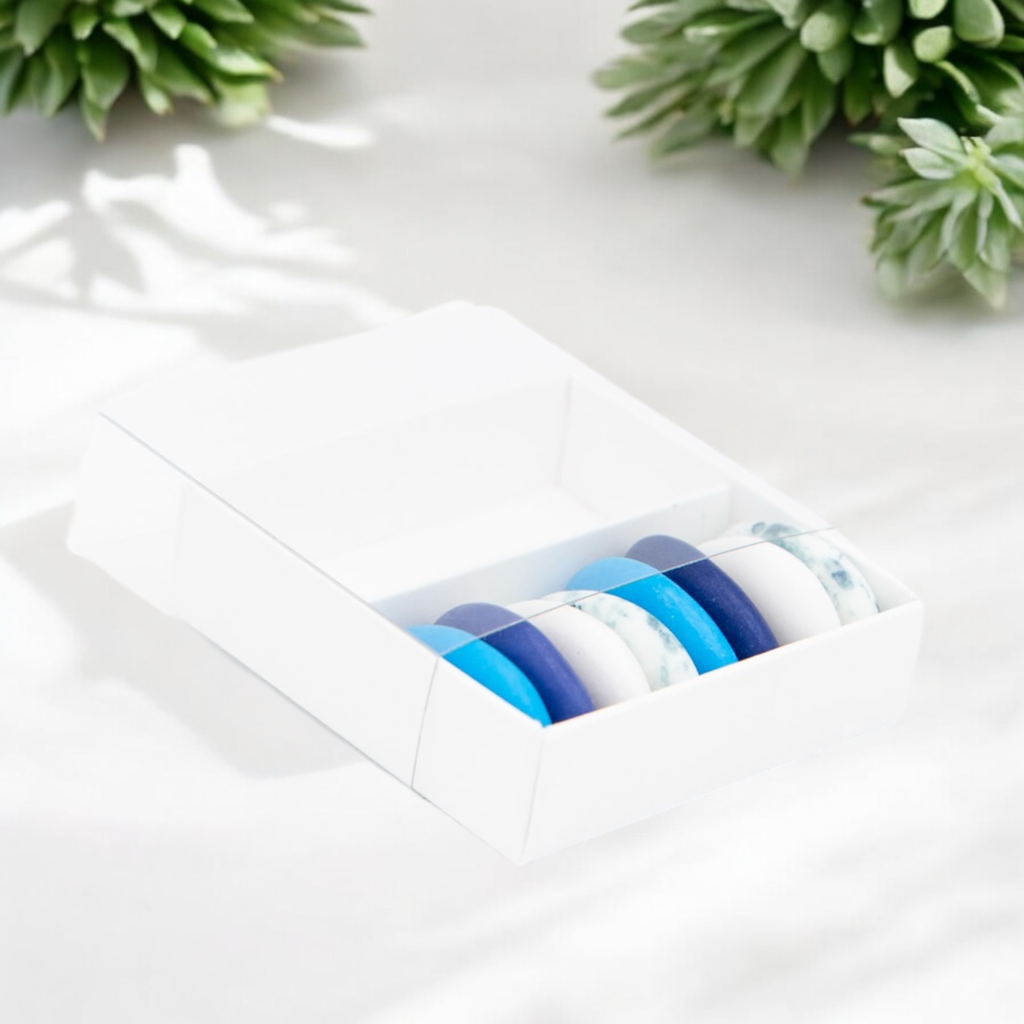 Vierkant doosje met transparant schuifdeksel – €1,19/st – set van 50 (Lessebo Natur)