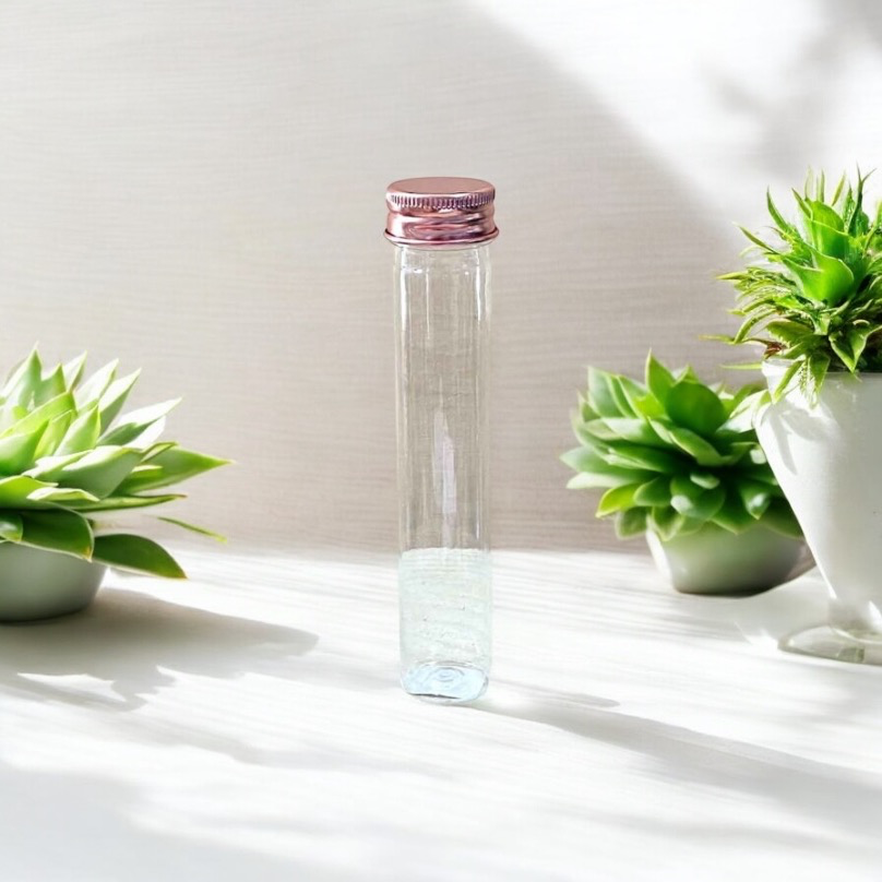 Pet tube met rosé gouden schroefdop – €1,29/st – set van 24