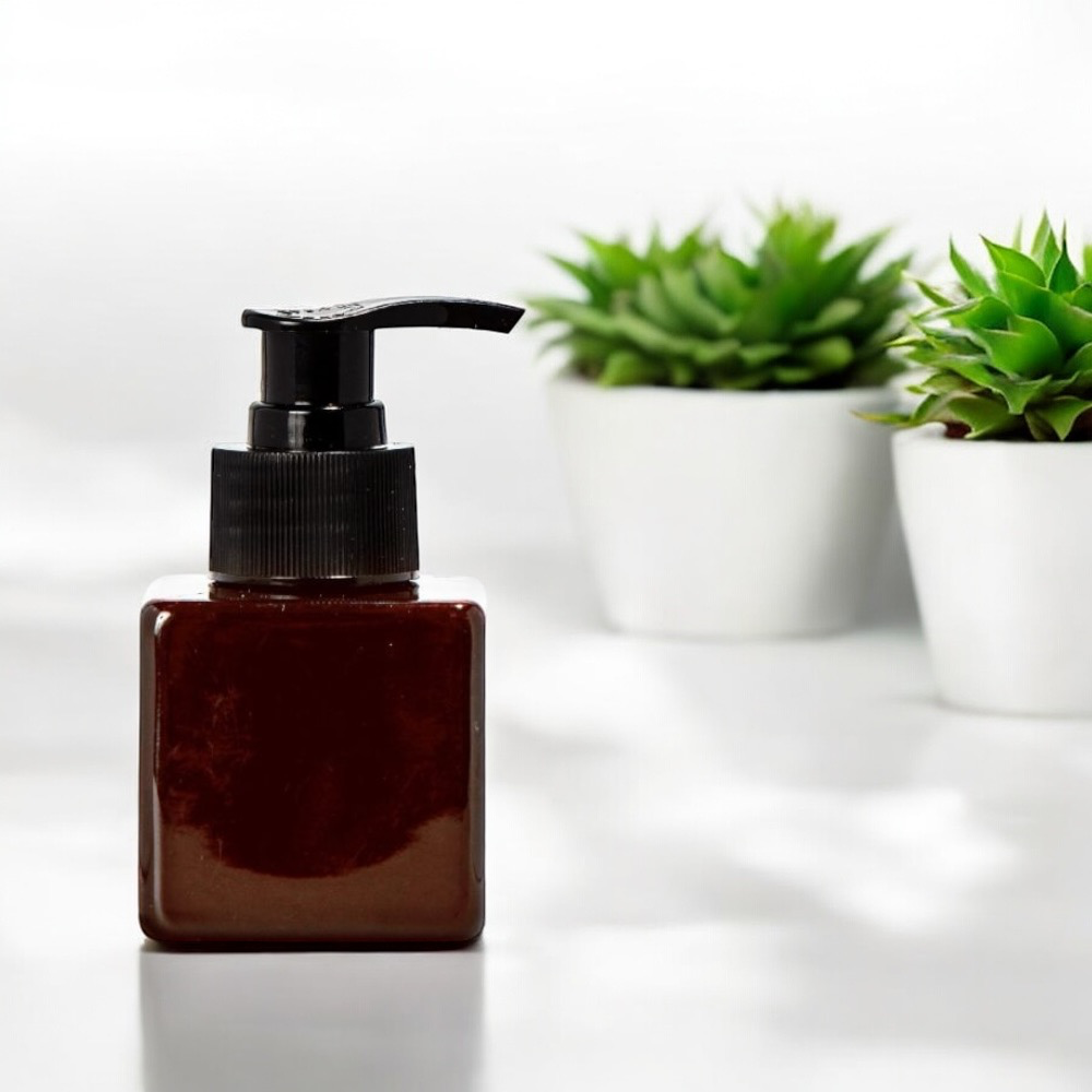 Kubus zeeppompje amber met zwarte dop – €1,69/st – set van 24