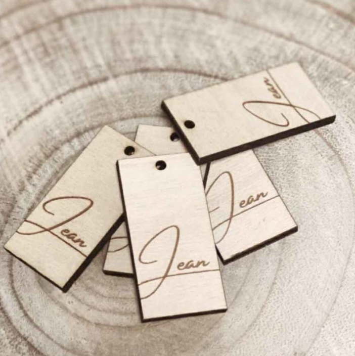 Rechthoekig houten labeltje – €1,15/st – set van 20