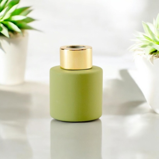 Parfumflesje zijdegroen met gouden, zilveren of zwarte dop – €2,08/st – set van 12