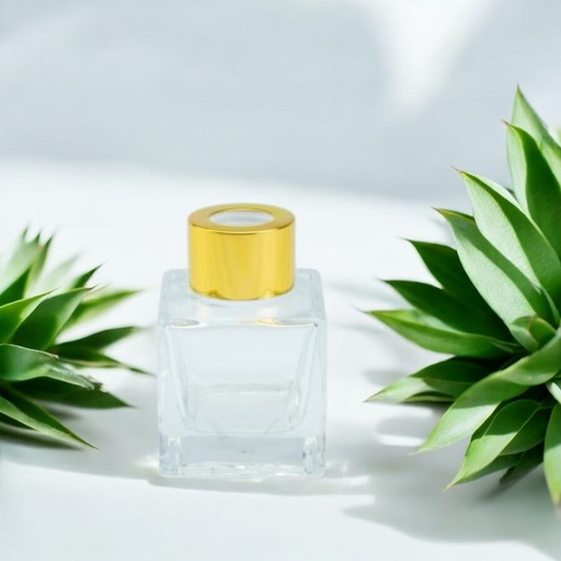 Parfumflesje transparant vierkant met gouden, zilveren, zwarte of rosé dop – €2,08/st – set van 12